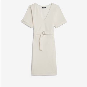 Express winter white belted dress